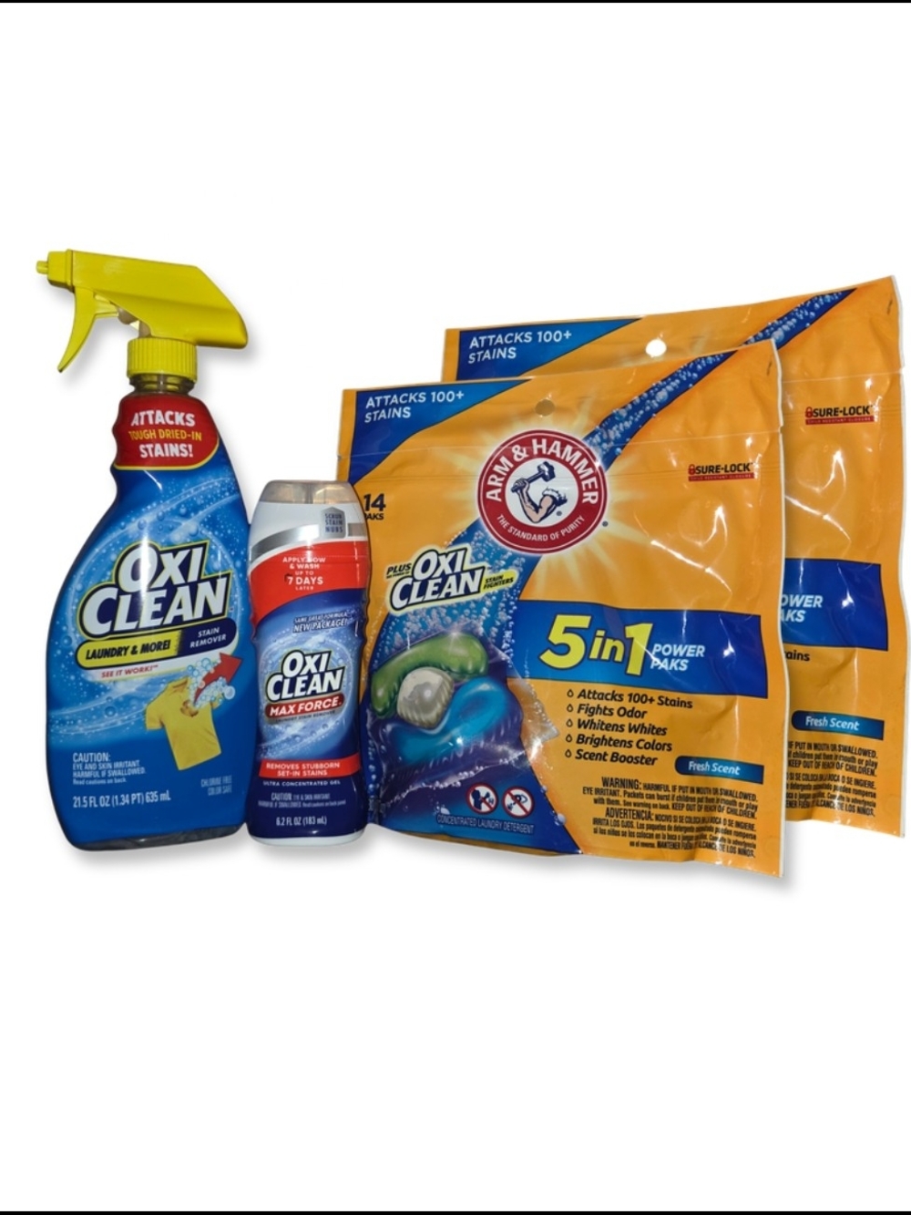 Value Laundry Stain Remover Bundle Spray Gel & Power Paks NEW - Picture 2 of 5